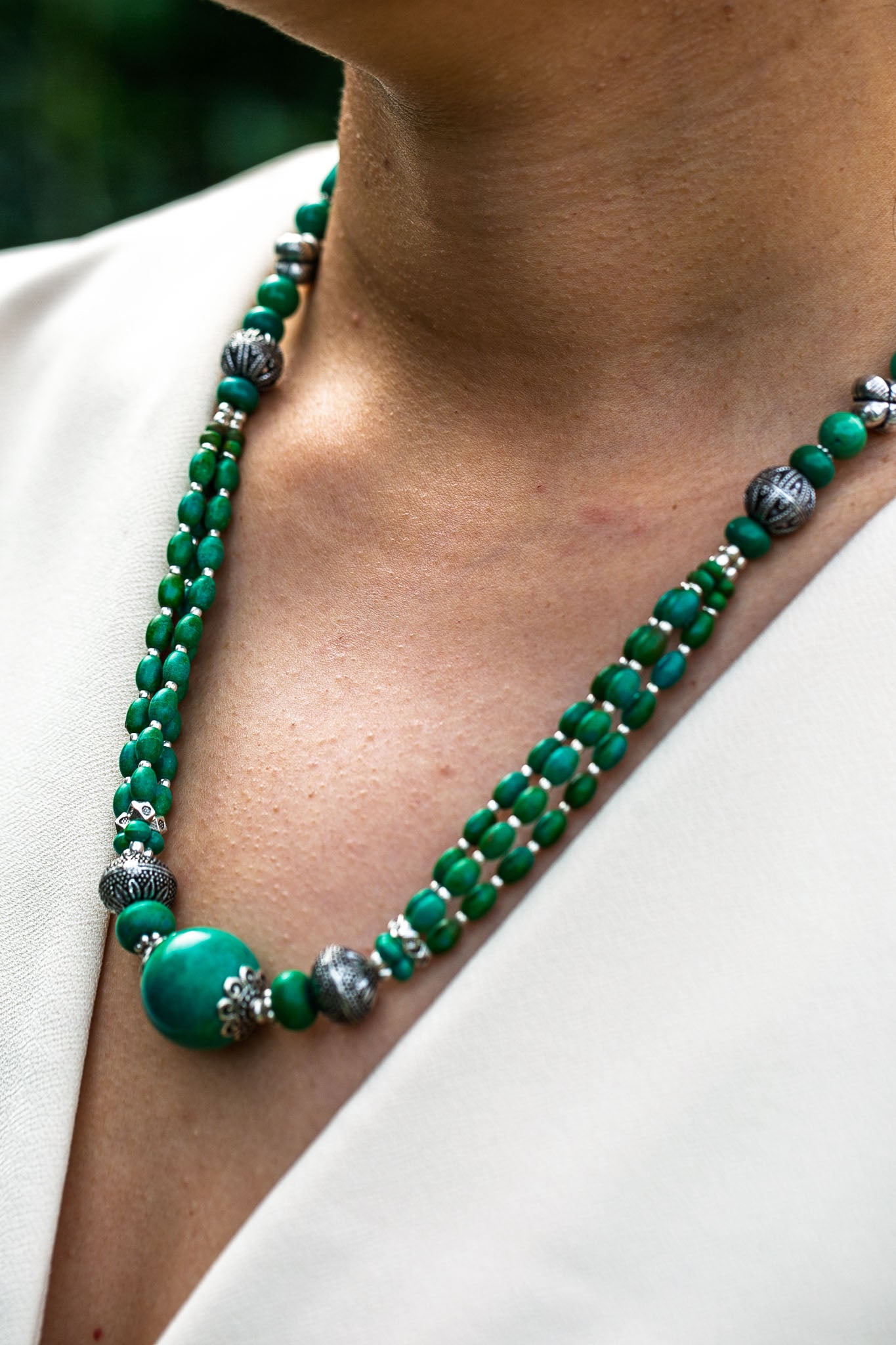 Turquoise Necklace in Tibetan Design