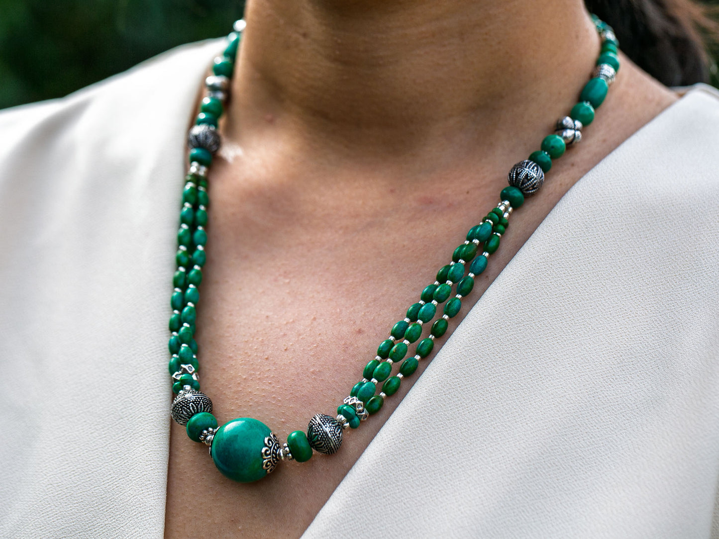 Turquoise Necklace in Tibetan Design