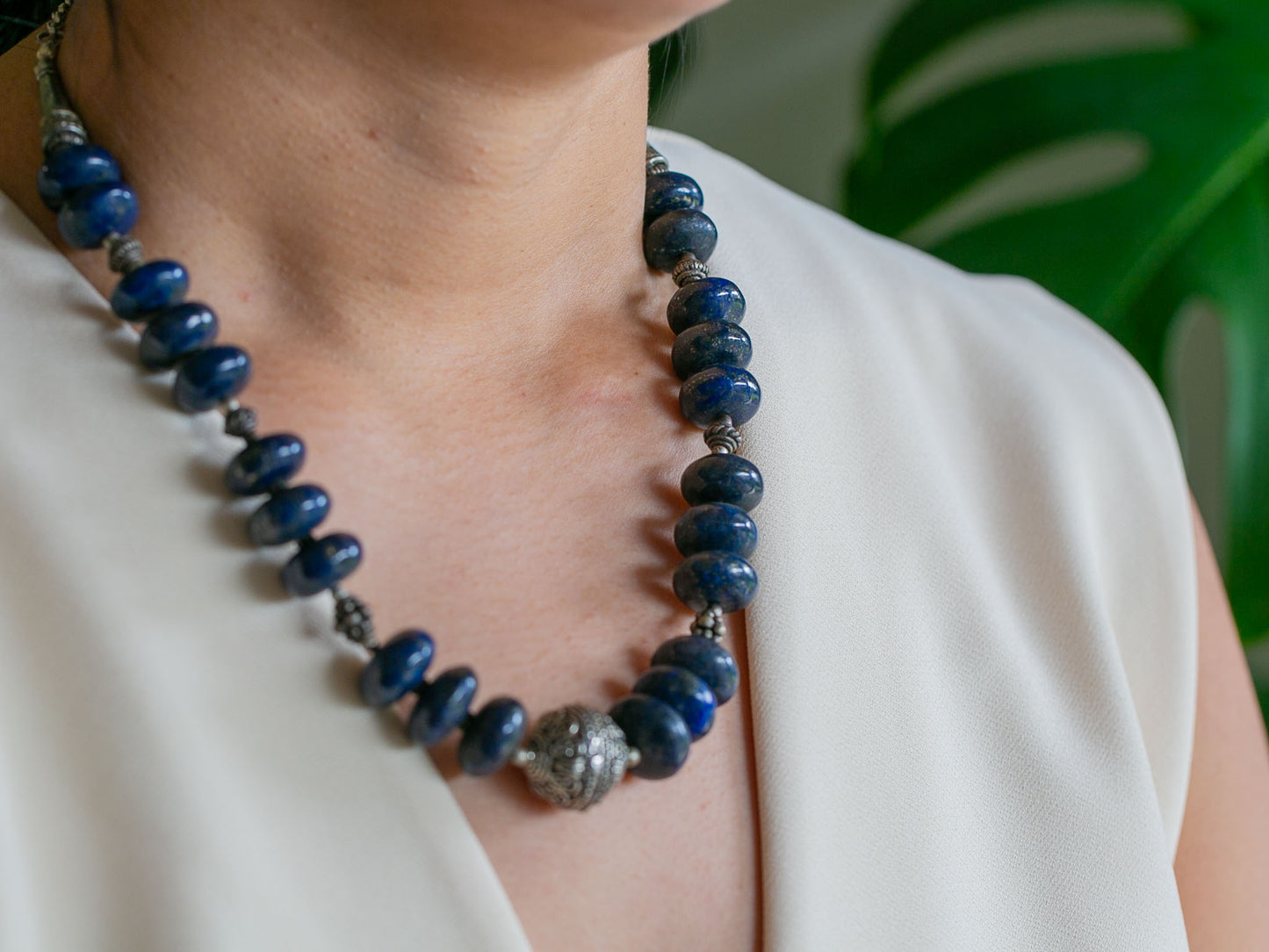 Lapis Lazuli Necklace in Tibetan Design