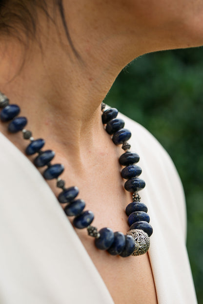 Lapis Lazuli Necklace in Tibetan Design