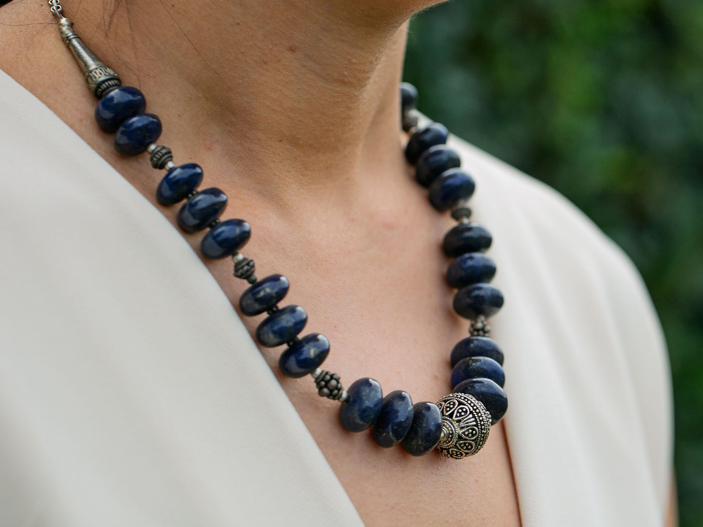 Lapis Lazuli Necklace in Tibetan Design