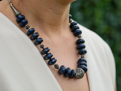 Lapis Lazuli Necklace in Tibetan Design
