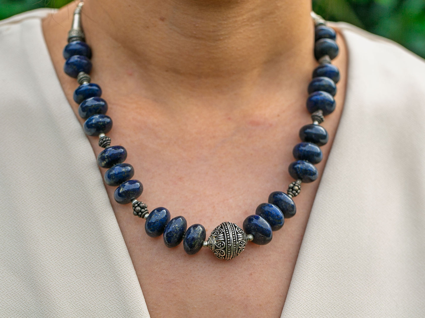 Lapis Lazuli Necklace in Tibetan Design