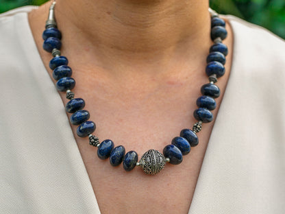 Lapis Lazuli Necklace in Tibetan Design