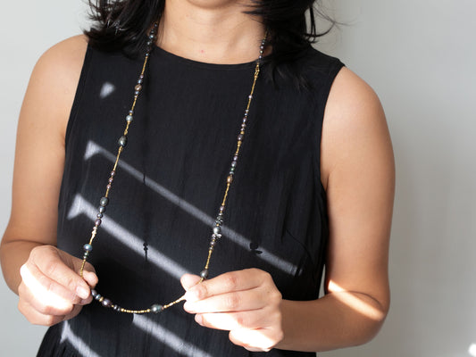 Black Pearl Wrap Necklace