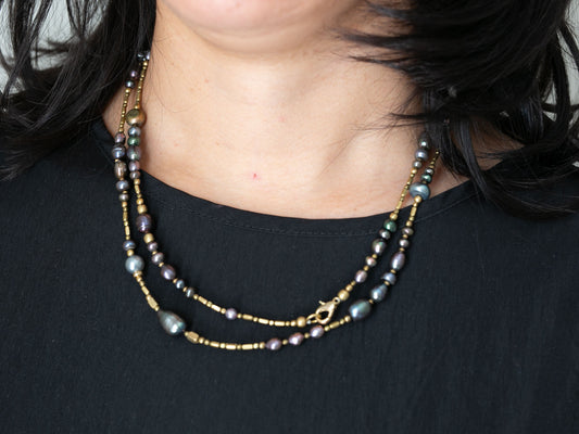 Black Pearl Wrap Necklace