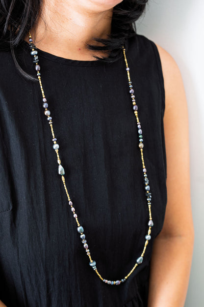 Black Pearl Wrap Necklace