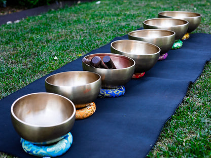 Set of 7 Nesting Hand Hammered Tibetan Singing Bowls (2)