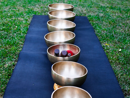 Set of 7 Nesting Hand Hammered Tibetan Singing Bowls (2)