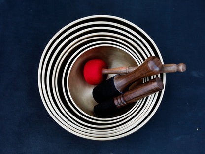 Set of 7 Nesting Hand Hammered Tibetan Singing Bowls (2)