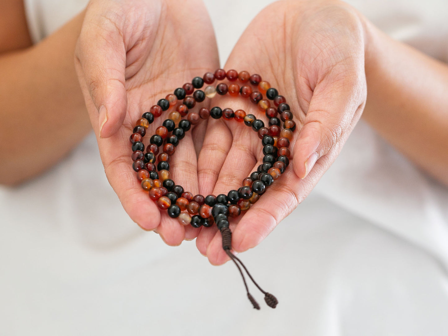 6-7mm 108 beads brown Agate Mala