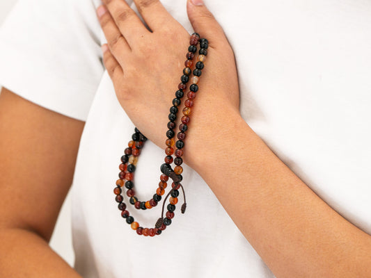6-7mm 108 beads brown Agate Mala