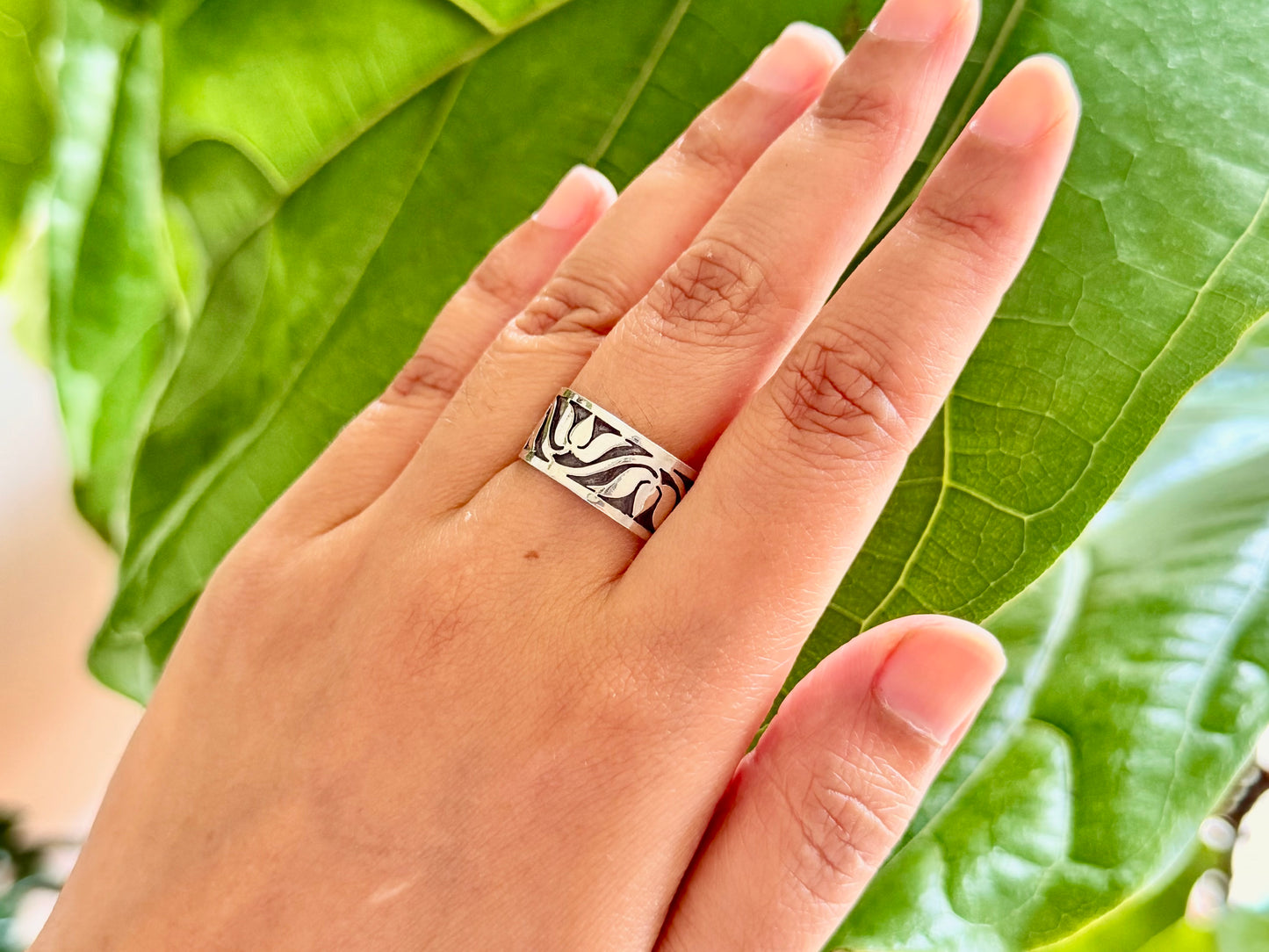 Lotus Sterling Silver Band