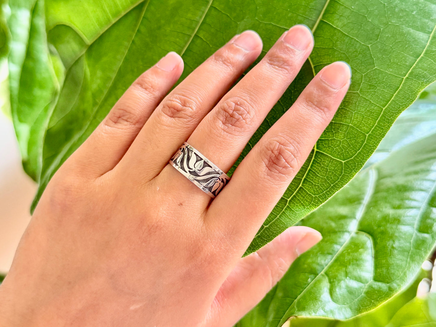 Lotus Sterling Silver Band