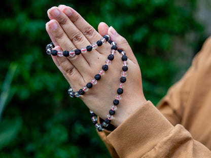 Dark Rudraksha and Crystal Mala