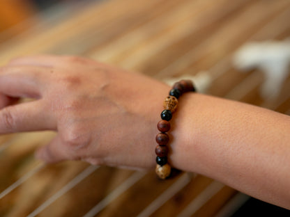 Rosewood and Skull Mala Bracelet