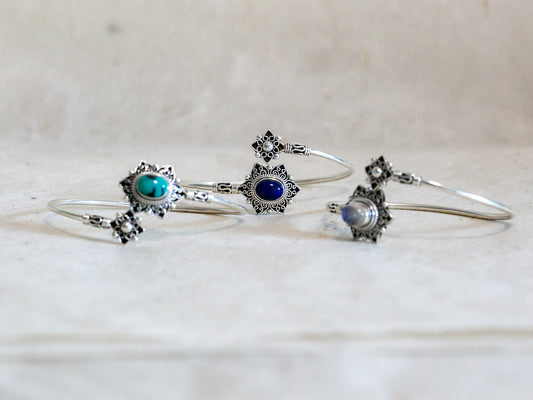 Gemstone and Sterling Silver Cuff Bracelet