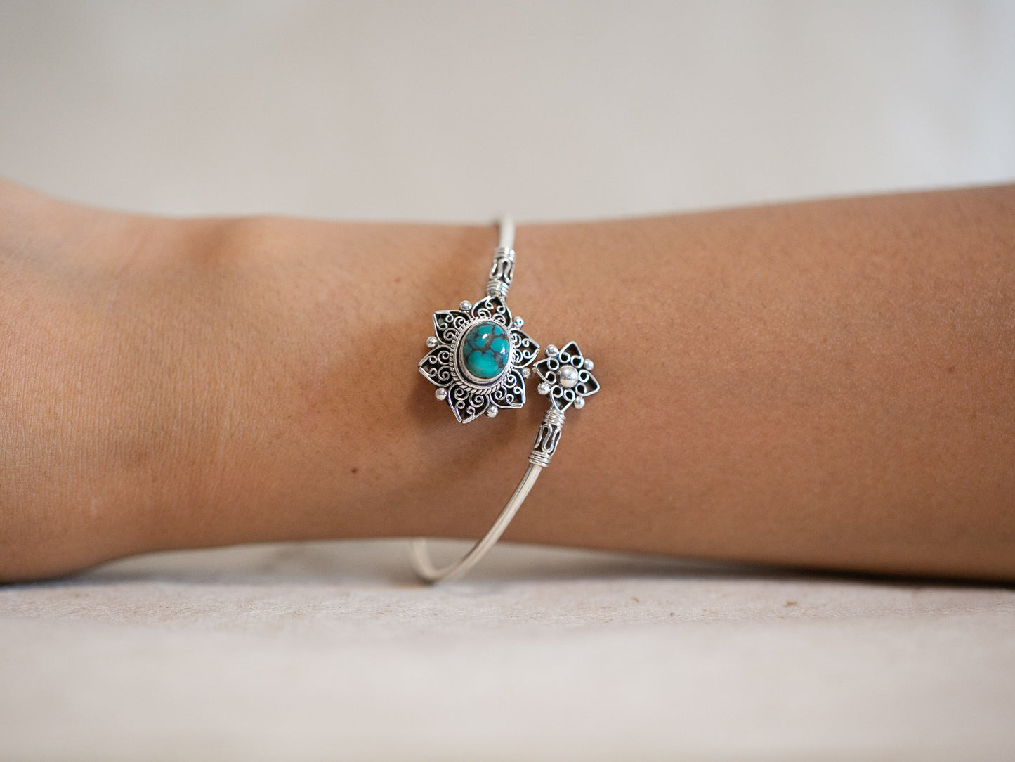 Gemstone and Sterling Silver Cuff Bracelet