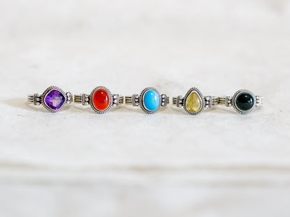 Gemstone and Sterling Silver Ring