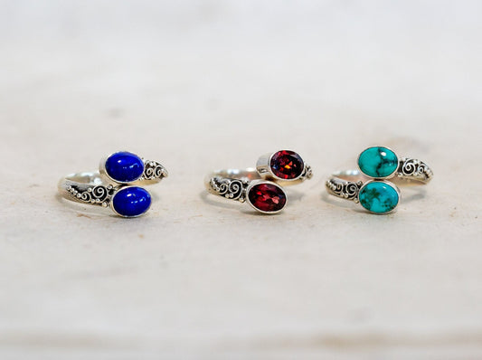 Gemstone and Sterling Silver Ring (Cuff)