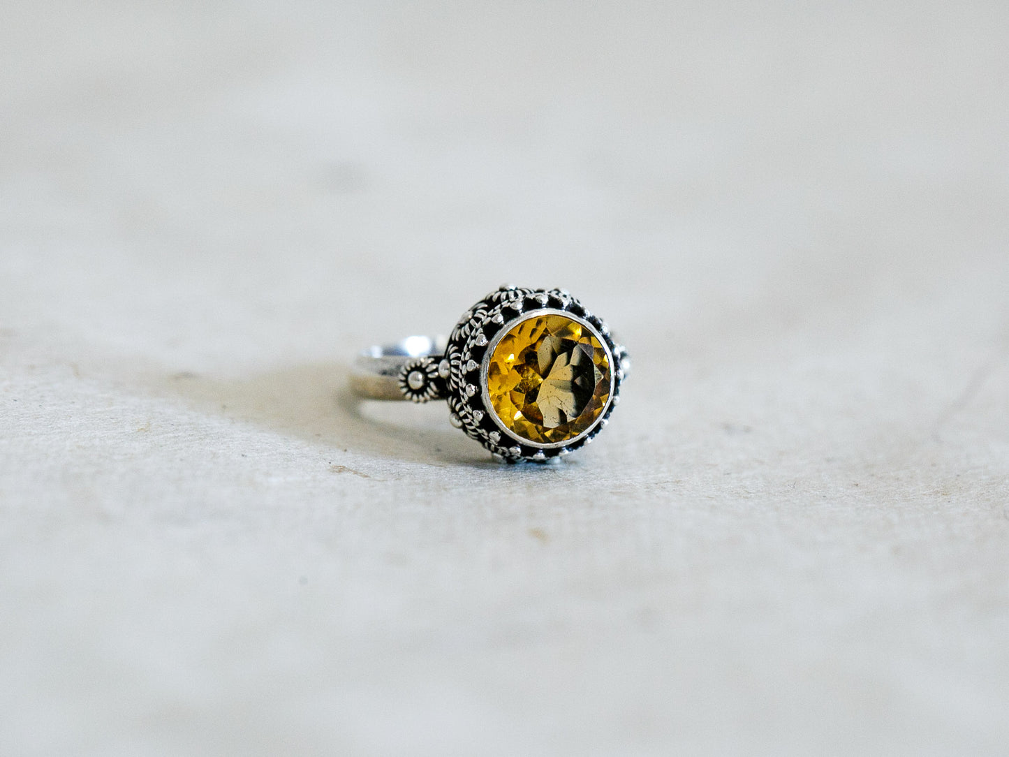 Gemstone and Sterling Silver Ring - Floral Pattern