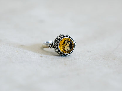 Gemstone and Sterling Silver Ring - Floral Pattern