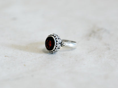 Gemstone and Sterling Silver Ring - Floral Pattern