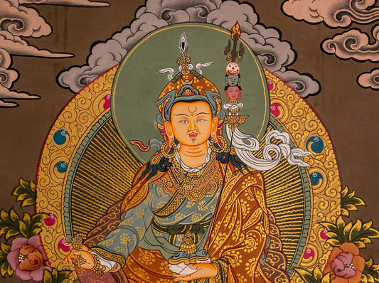 guru rinpoche thangka close up detail
