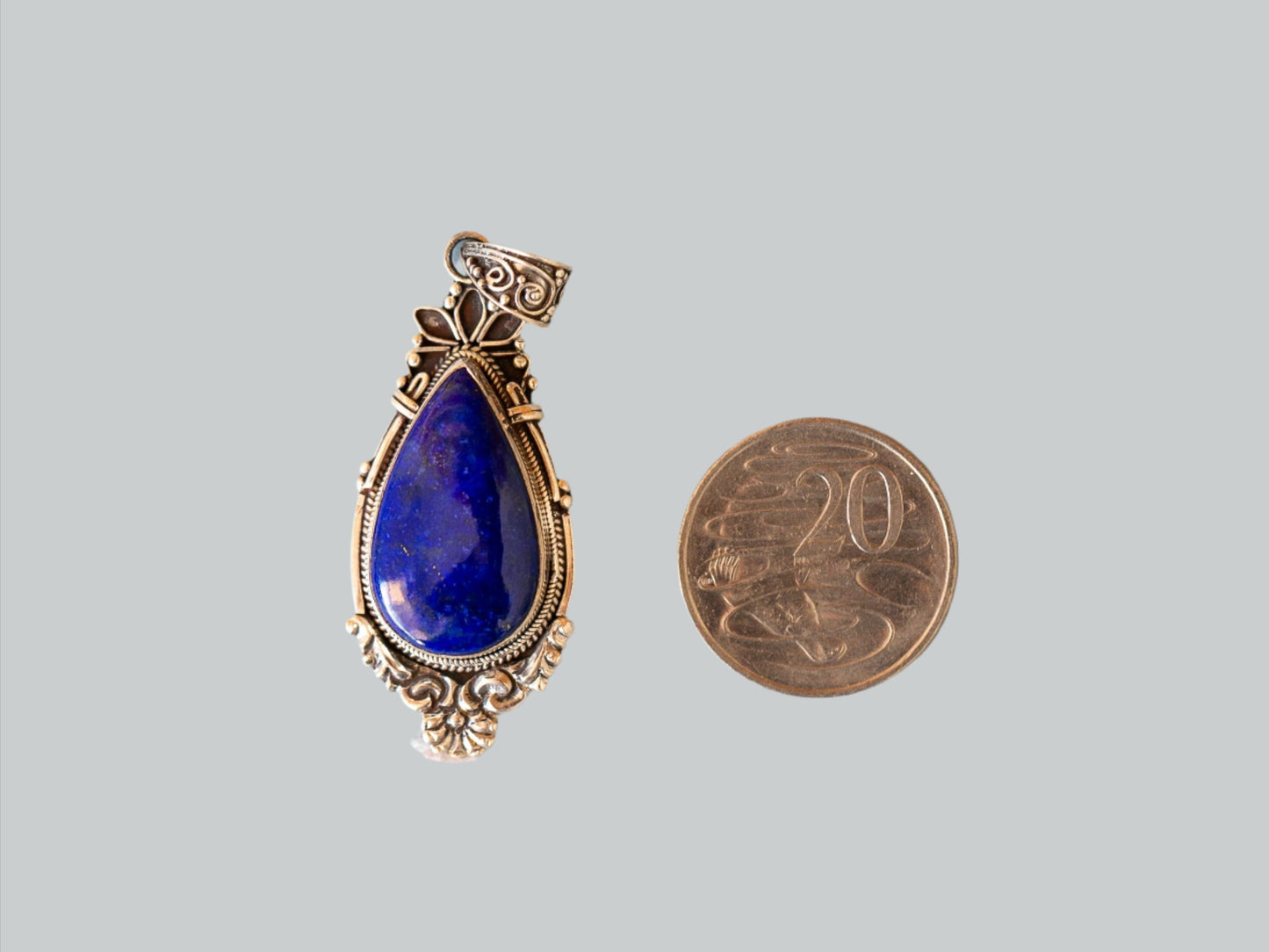 Teardrop Lapis Lazuli Silver Pendant