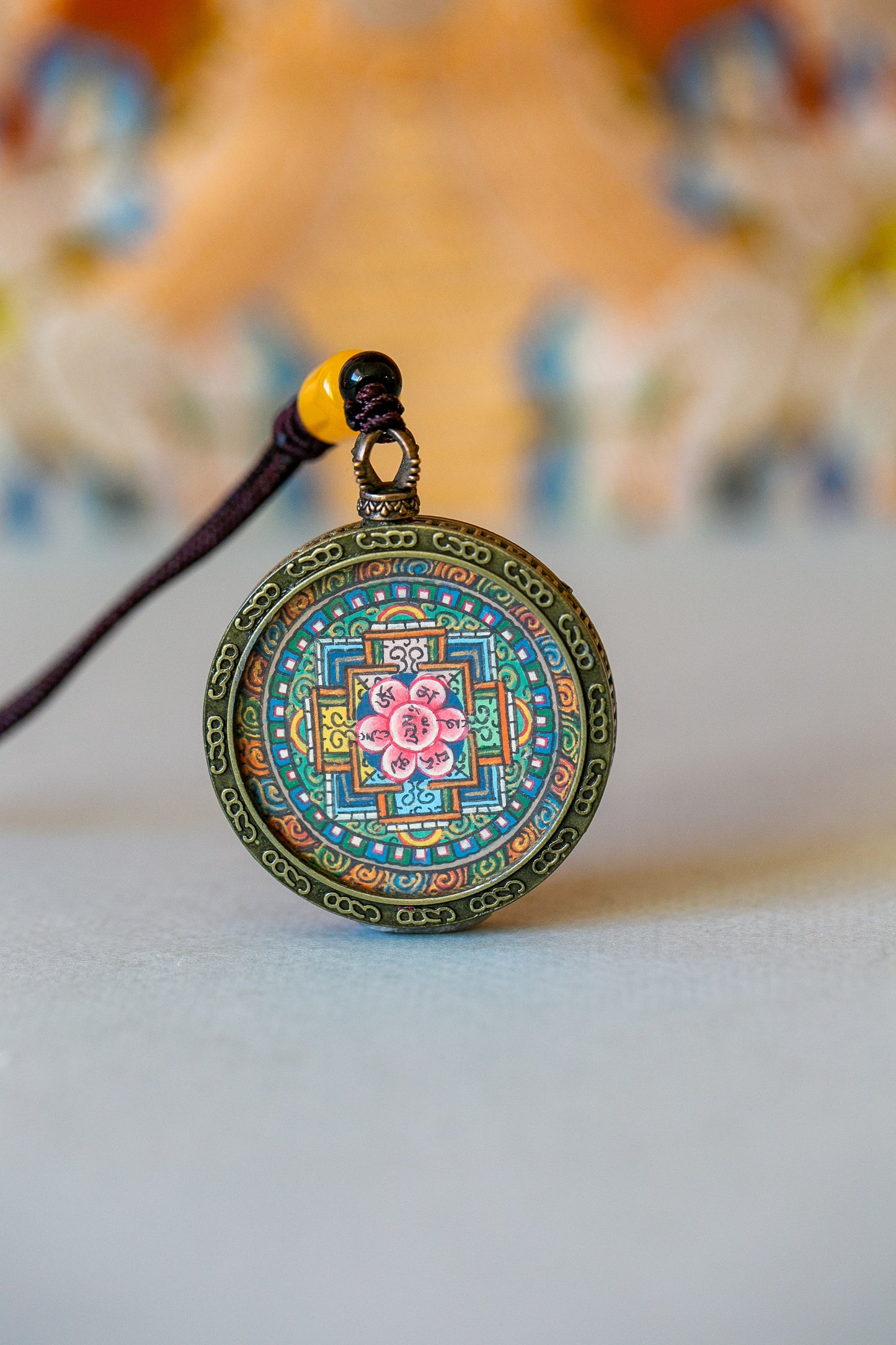 Compassion Mantra Mandala Thangka Pendant