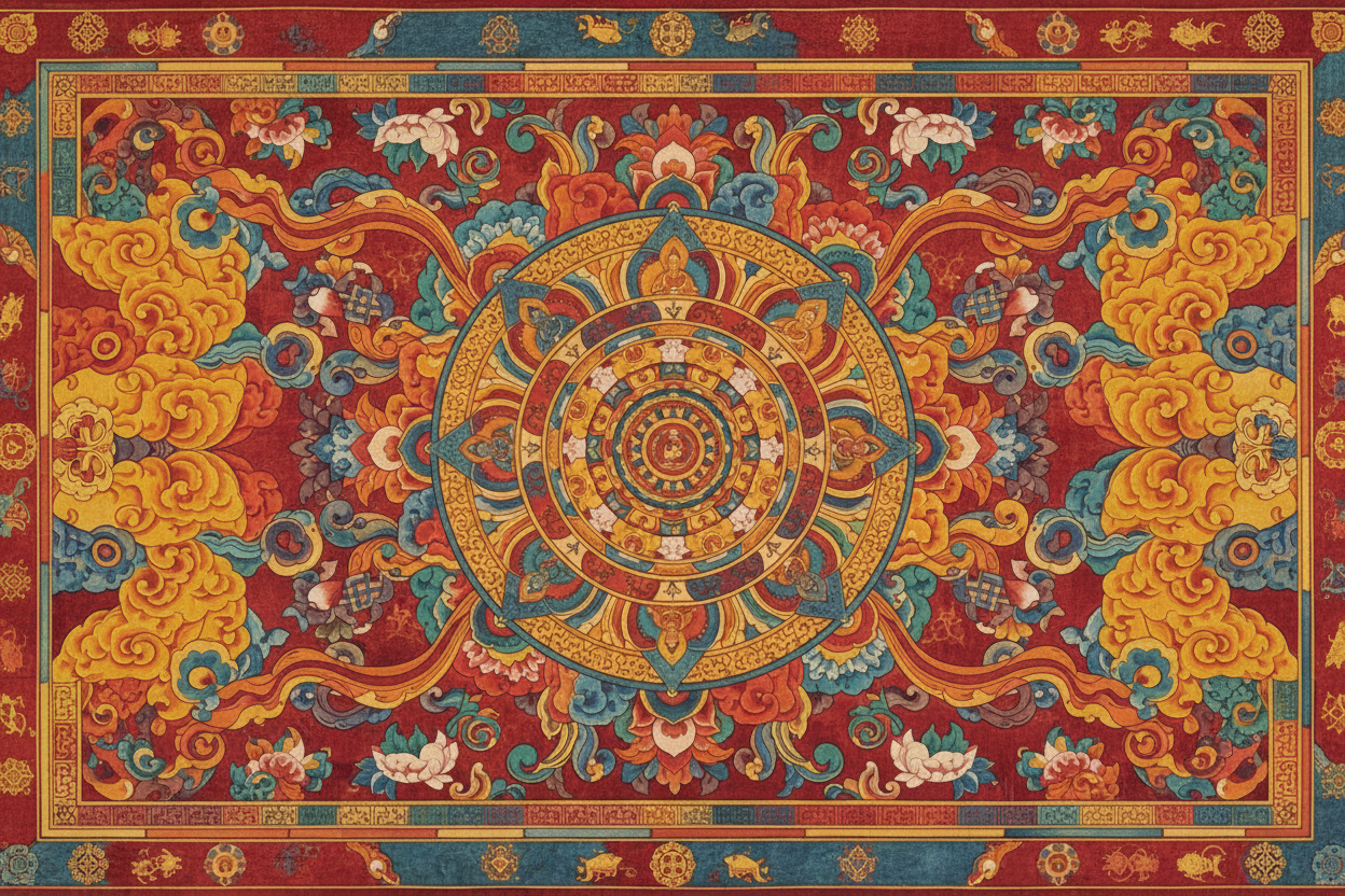 background in tibetan theme featuring tibetan artwork