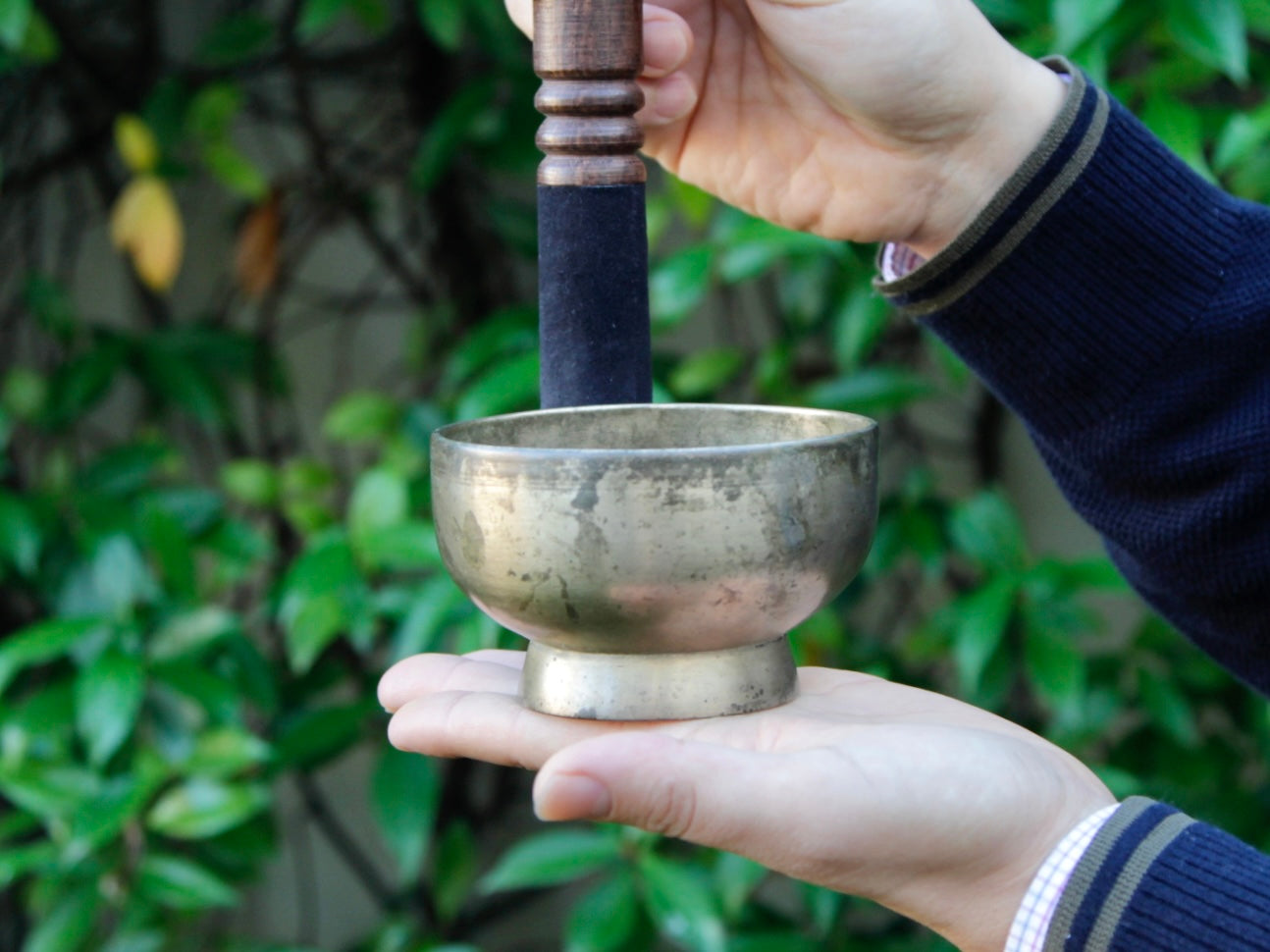 Small Pedestal Singing Bowl - Base Note A#4 (477 Hz)