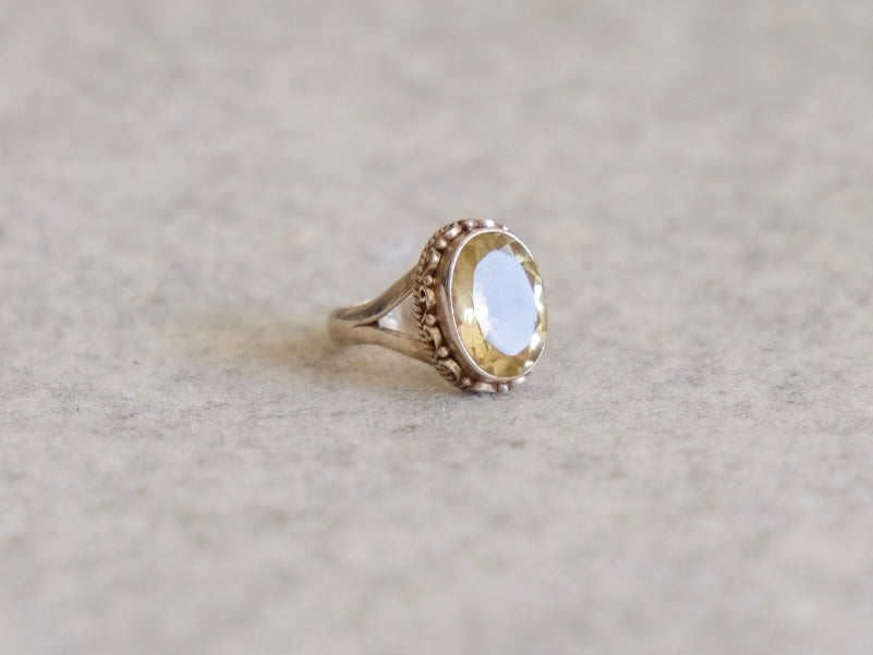 Lemon Quartz and Sterling Silver Ring