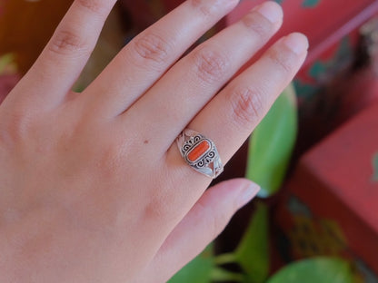 Coral and Sterling Silver Ring #2