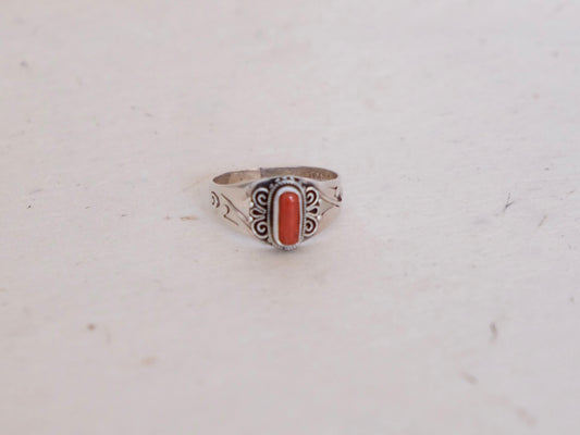 Coral and Sterling Silver Ring #2