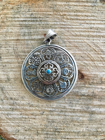 Tibetan 8 Auspicious Symbols pendant