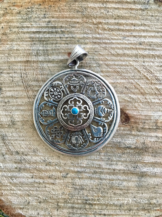 Tibetan 8 Auspicious Symbols pendant