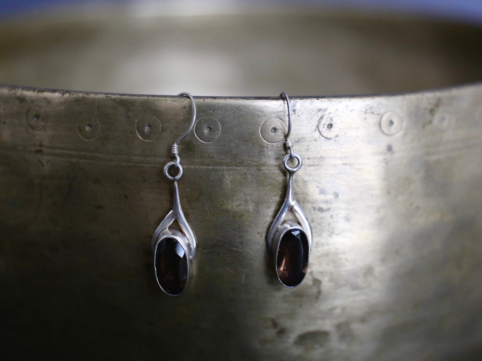 photo of Tibetan smoky quartz and silver earrings
