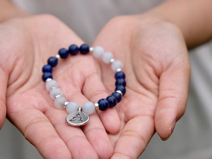 Moonstone and Lapis Mala Bracelet