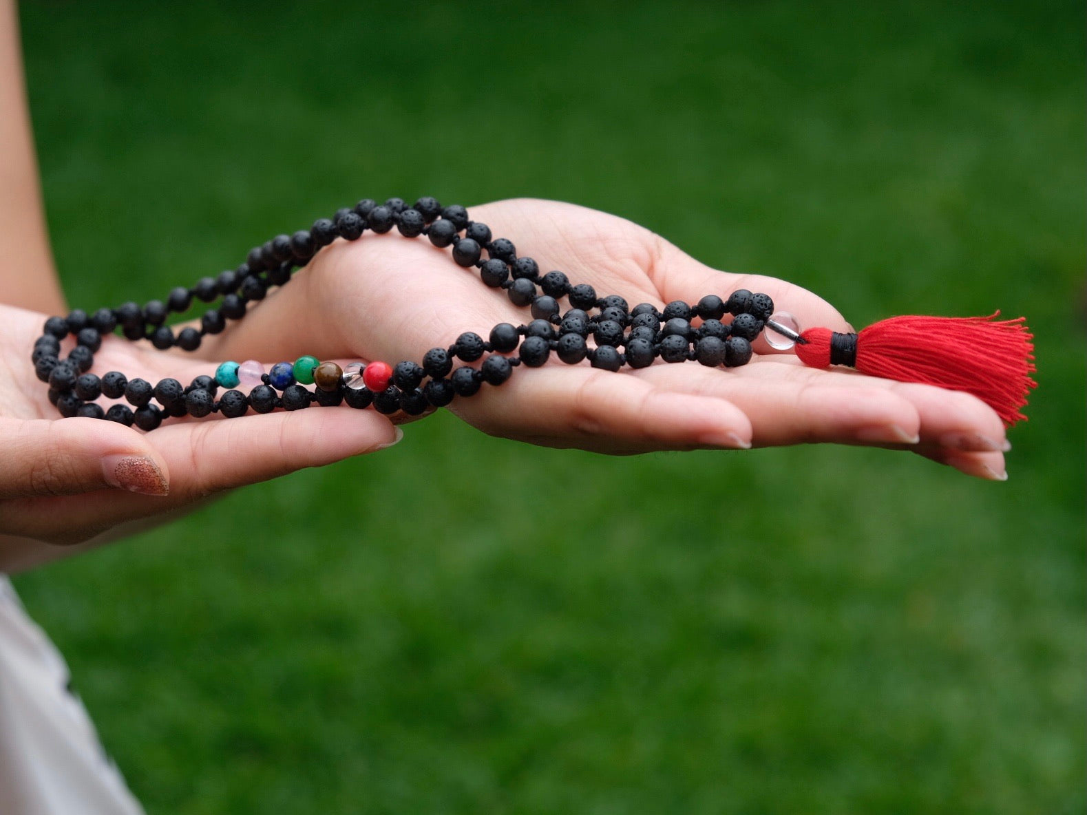 108 bead Knotted Chakra and Lavastone Mala Tibet Shop Sydney