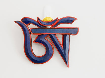 Tibetan Om decorative homeware object in blue