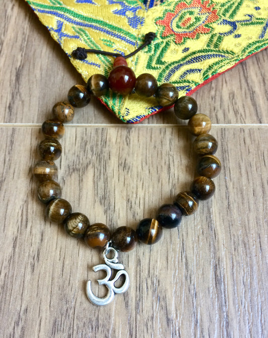 Tiger Eye with Om Mala Bracelet