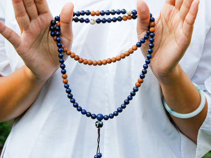 Lapis with sandalwood Mala