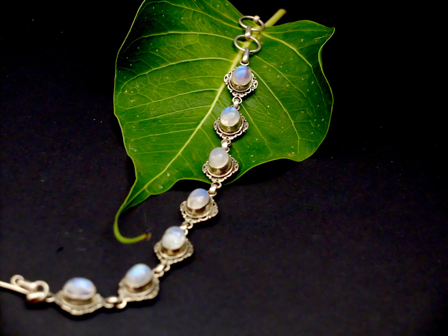 Moonstone and Silver chain bracelet