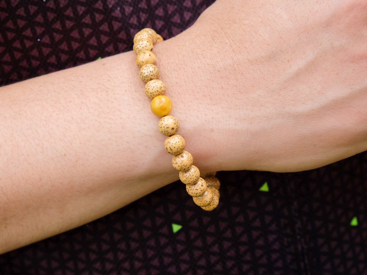 Polished Lotus Seed Mala Bracelet