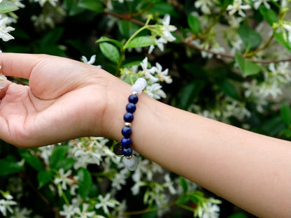 Moonstone and Lapis Mala Bracelet