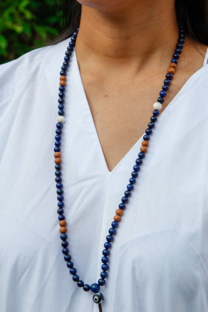 Lapis with sandalwood Mala