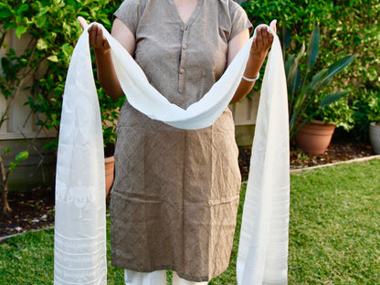 Long Tibetan khata khada scarf held in two hands