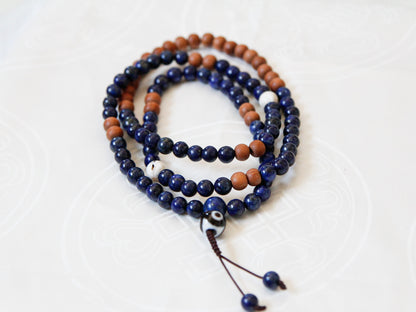 Lapis with sandalwood Mala