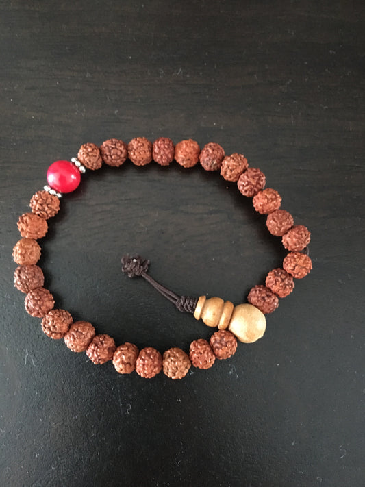 Rudraksha with red stone Mala Bracelet